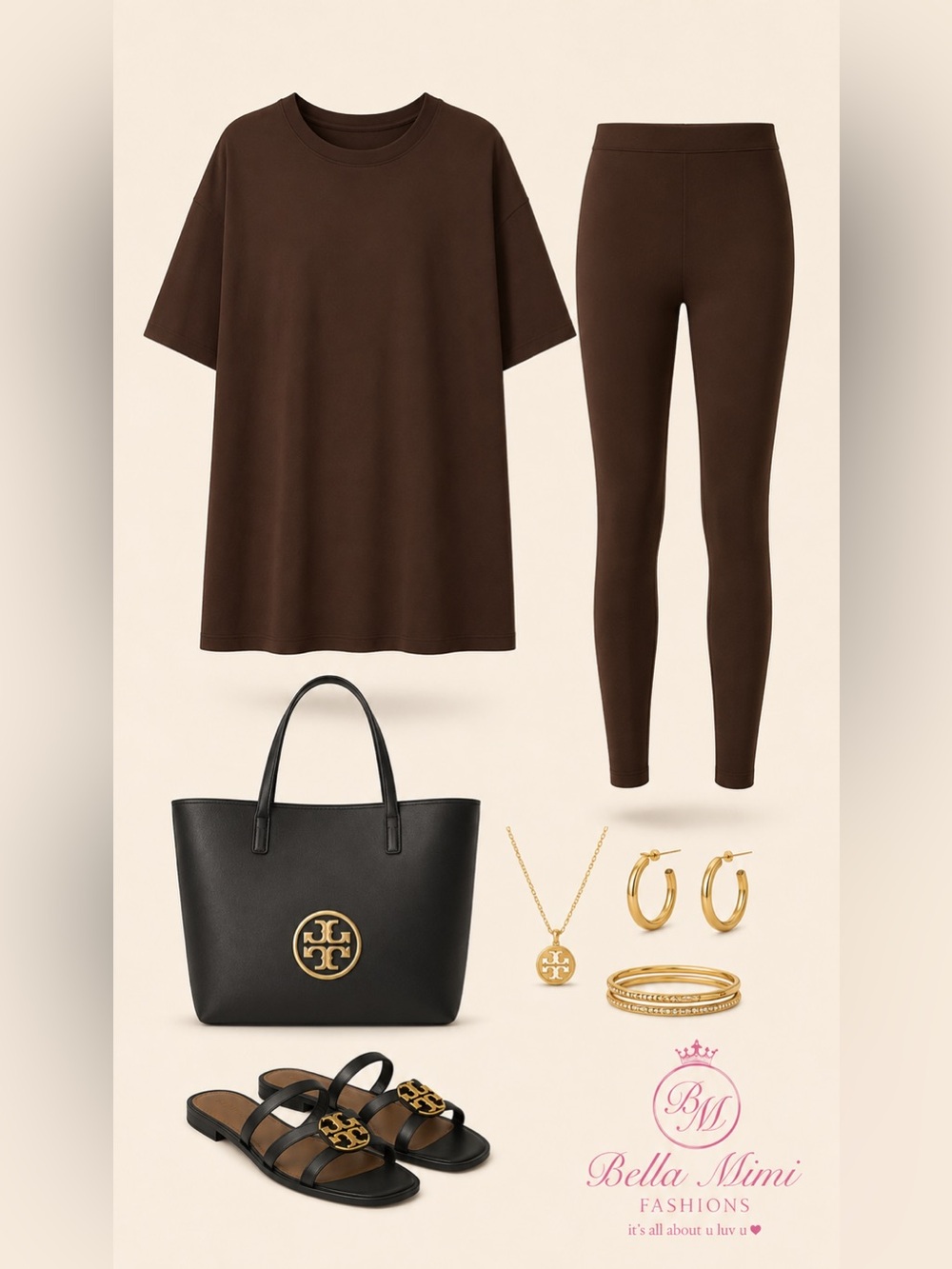 New Zenana Plus Size Brown Knit Short-Sleeve Top & Legging Set size 2X 🤎 - Picture 2 of 3